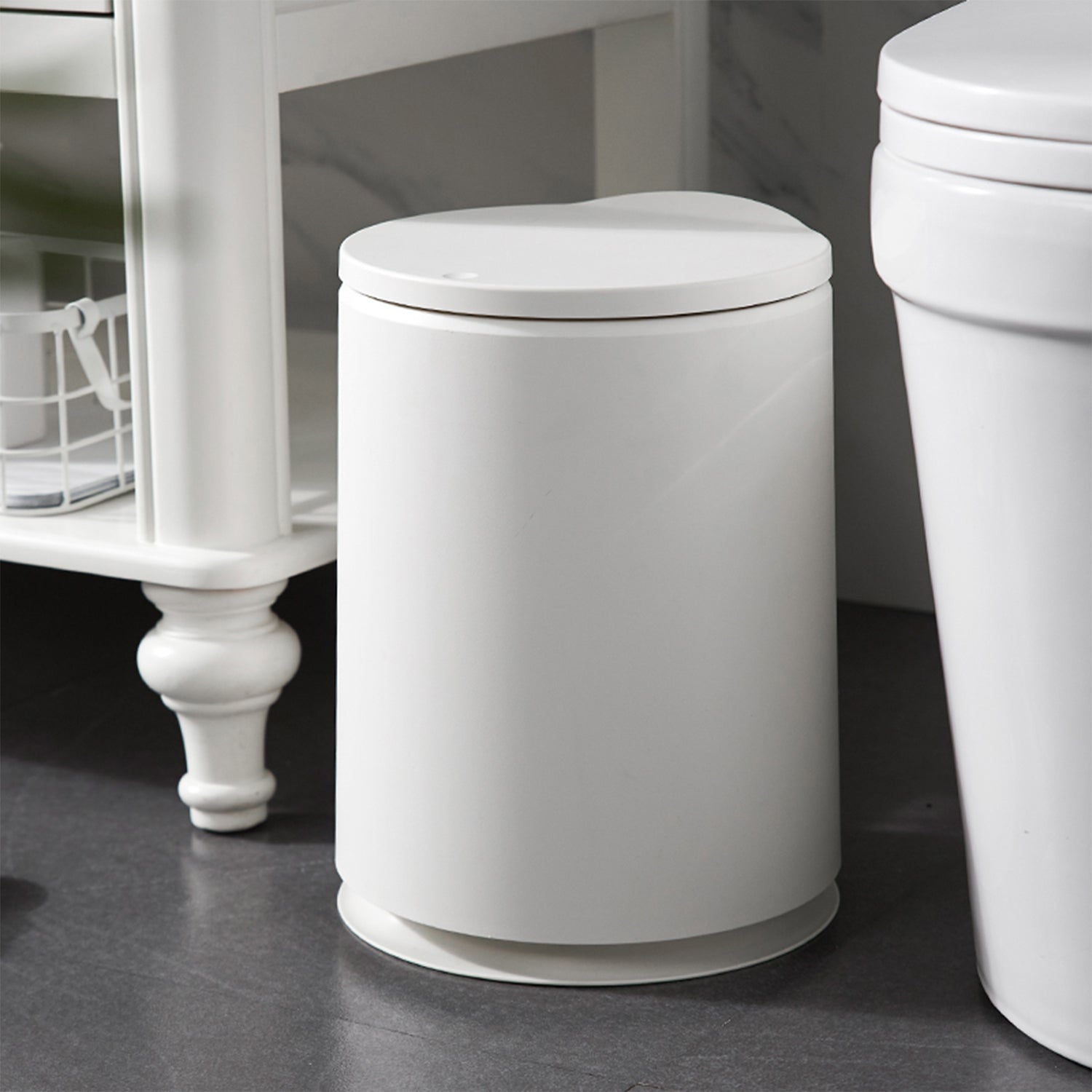 10 Liter Slim Trash Can with Press Top Lid in White